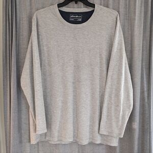 Eddie Bauer Sleepwear Men's XXL Gray Waffle Knit Long Sleeve Cozy Thermal Cabin